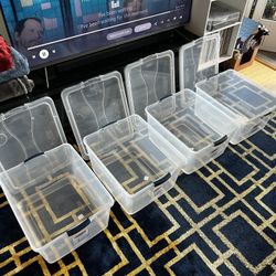 4 Rubbermaid 71QT Clear Storage Totes – Like New