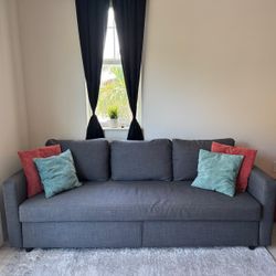 Sofa Bed Queen Light Gray With Storage And 4 Cushions
