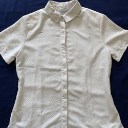 New Half Sleeves Shirt Summers - Size 8 - White Brown - Elegant Sophisticated 