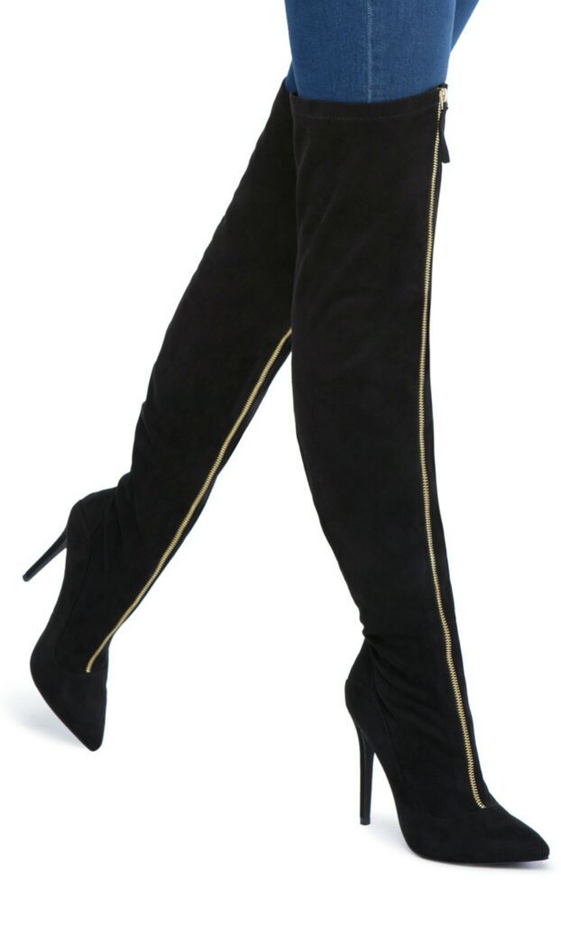 Sz. 9 over the knee boots blk/gold