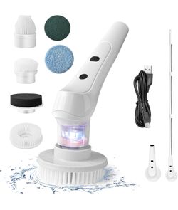 New Electric Spin Scrubber Bathroom Cordless with 6 Replaceable Brush Heads