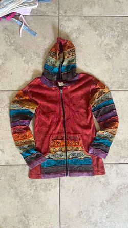 Y2K Red Patchwork Print Zip Up Hoodie Jacket