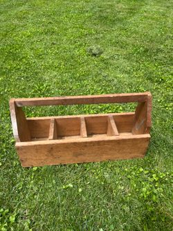 Rustic Divided Wooden Garden Tote / Trug (22" Long)