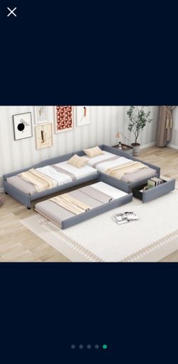 L SHAPED PLATFORM TWIN BEDS WITH TRUNDLE