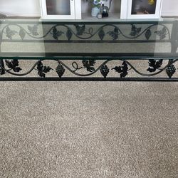 Stylish Black Iron Glass Coffee Table 