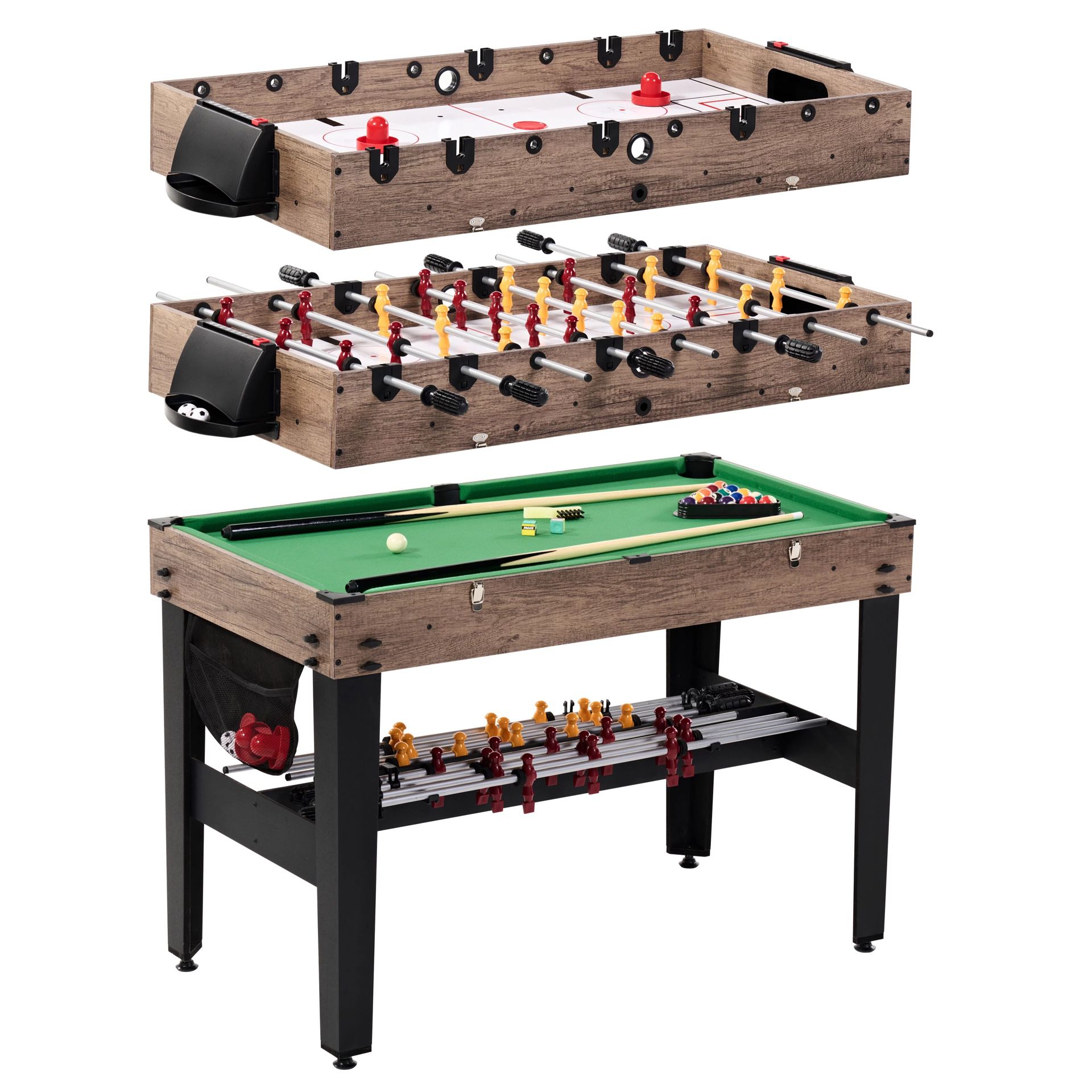 MD Sports 48" Combo Air Powered Hockey, Foosball, and Billiard Game Table Black -