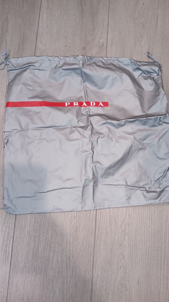 Prada Silver Vinyl Drawstring Dust Bag 14”x 12.5”