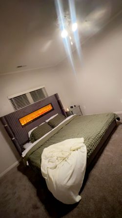 RECLINING FIRE PLACE BED WITH 2 DRESSERS & FREE TV