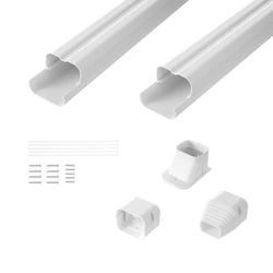 VEVOR Mini Split Line Set Cover 3 in. W 7.4 ft. L PVC Decorative Pipe Line Cover For Air Conditioner with 2 Straight Ducts