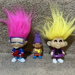 Vintage BURGER KING 1993 GLOW IN THE DARK TROLLS Dolls lot of 3