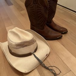 New Cowboy Hat Size Med & Cowboy Boots Size 5