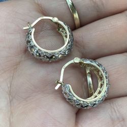 14k Hoop White And Gold 