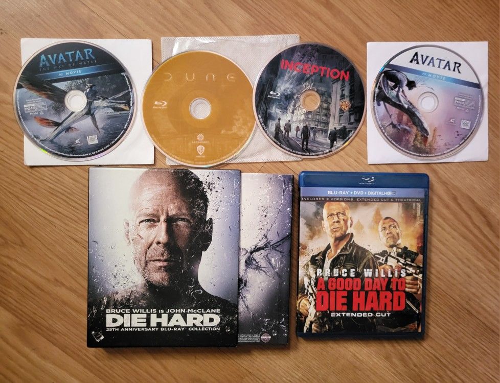 Blu-ray movies Avatar, Avatar 2 The Way of Water, Dune, Inception, Die Hard 1-5 Collection Action Sci-Fi BD Film Disc Fantasy