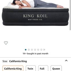 King Koil Luxury California King Air Mattress with Built-in Pump for Home, Camping & Guests - 20” King Size Inflatable Airbed - Double High Adjustable