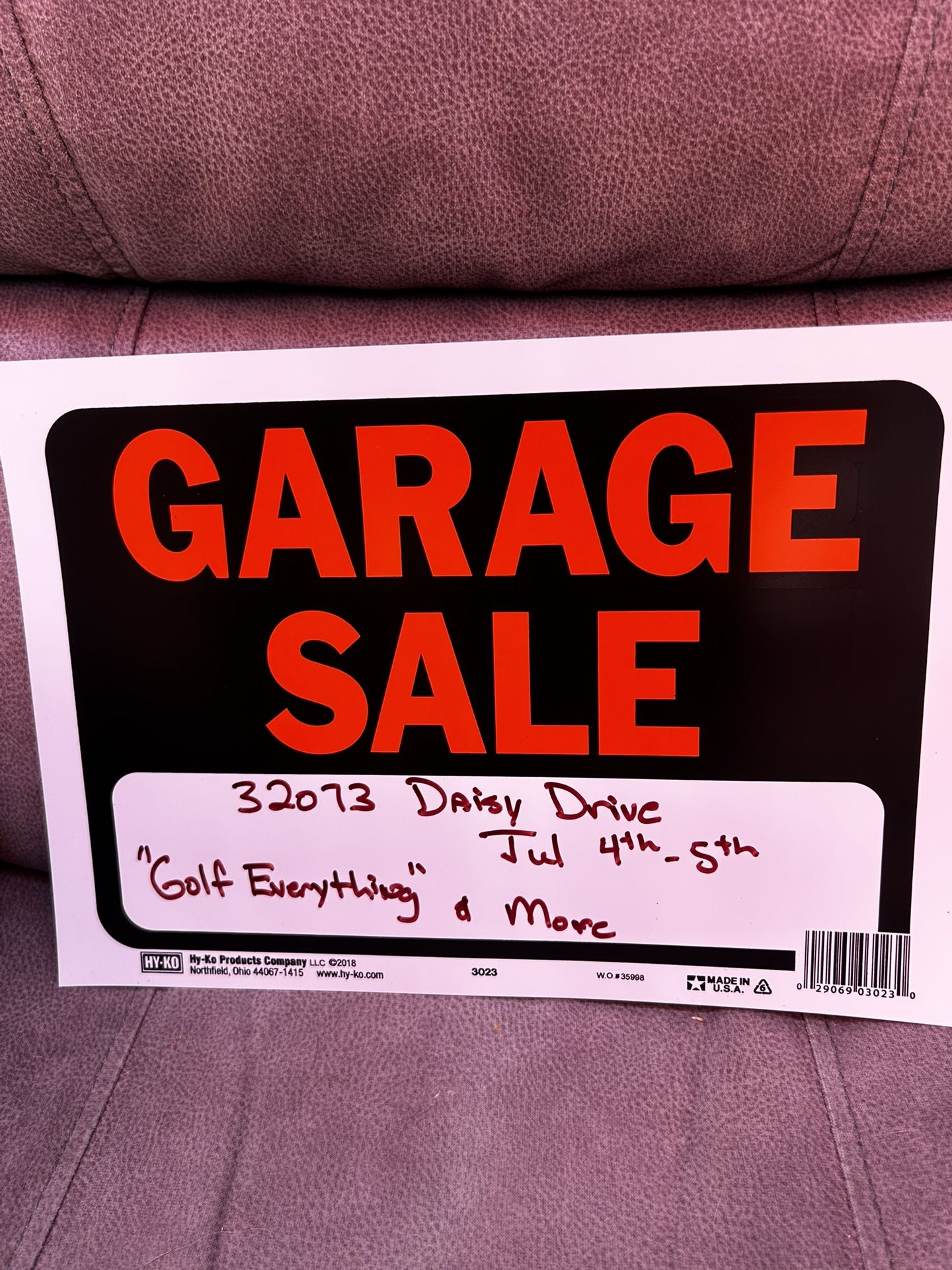 Garage Sale. July 4th and 5th ‘Think Golf’ 6am - 12