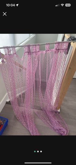 Pink Sheer Curtains With Sparkly Curtain Rod
