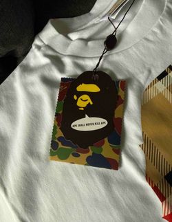 BAPE By Bathing Ape Plaid Camo Big Head White T-Shirt – New With Tags
