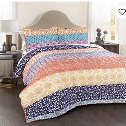 Lush Decor Bohemian Stripe Quilt 3 pcs Full/Queen Set