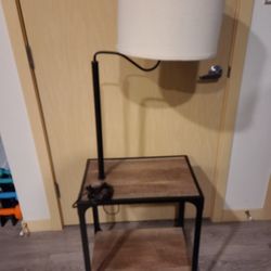 Side table with lamp and USB charger