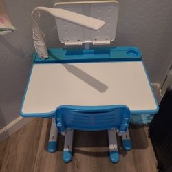 Kids Desk and Chair Set, Ergonomic Height Adjustable Children School Study Desk