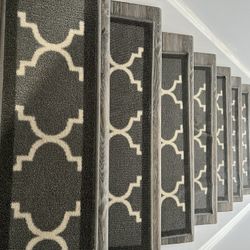 Stair Treads 9x31 In Gray/White Non Slip Stair  Rugs Set Of 14