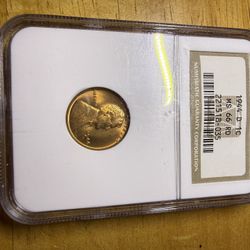 1944 D MS 66 RD 1 Cent 
