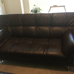 Brown Faux Leather Futon Sofa Bed