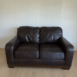 Brown Leather Loveseat Couch