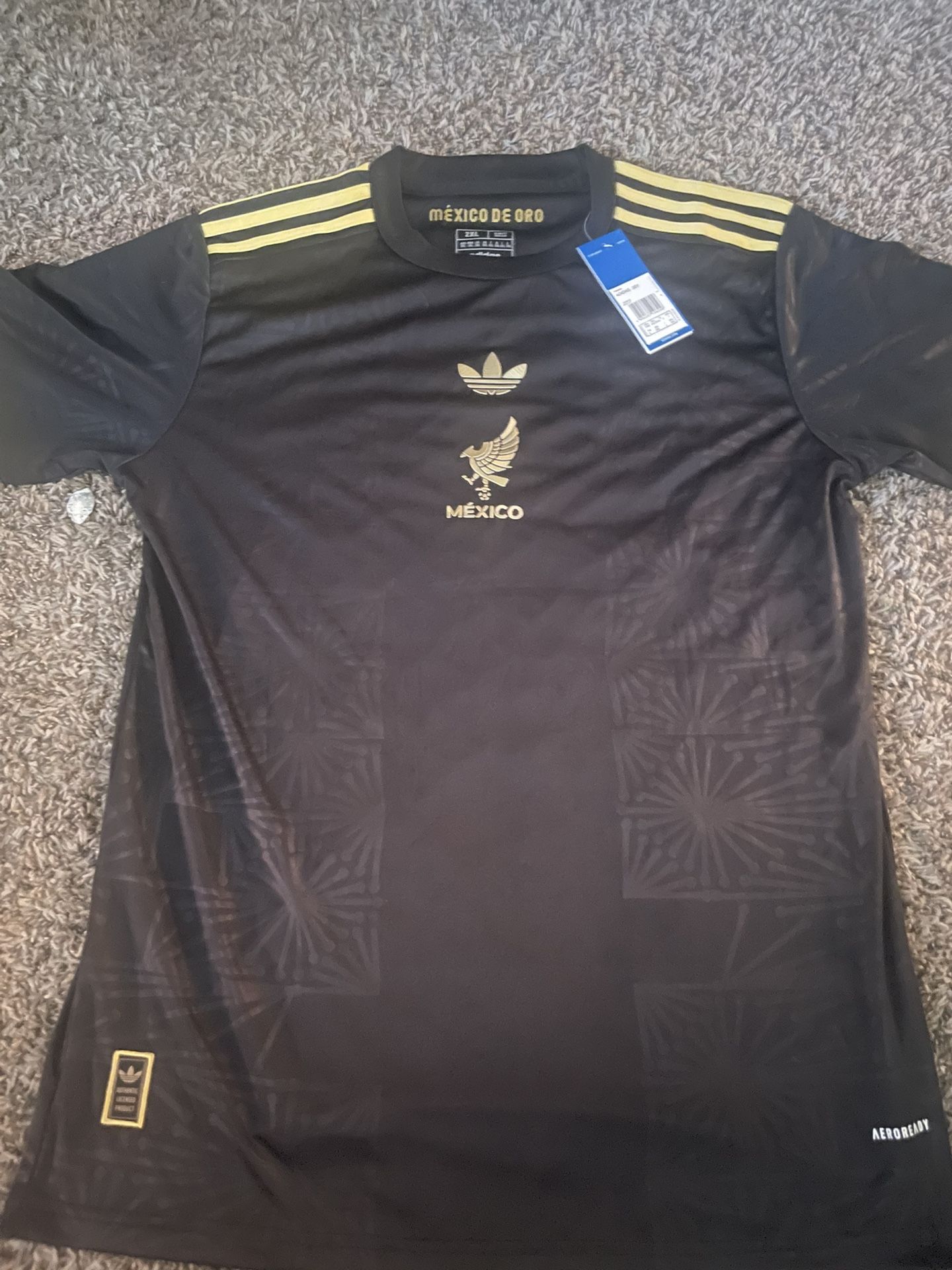 adidas Mexico gold jersey black 2xl