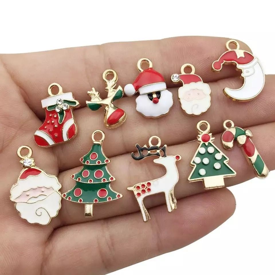 Christmas Charm Pendant 20 Piece Enameled Quality Gift