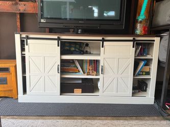 Farmhouse Storage Cabinet / Bookcase with Sliding Barn Doors