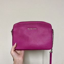 Michael Kors Jet Set Saffiano Leather Bag, Hot Pink