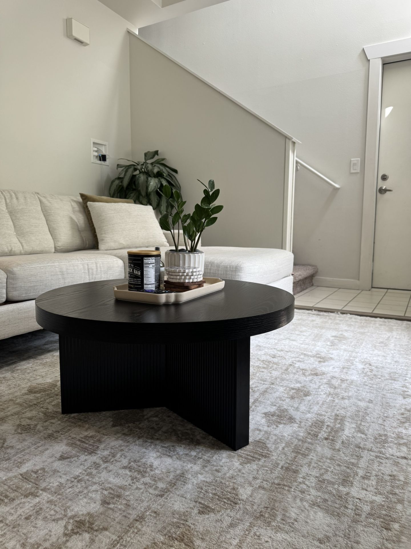 Black round coffee table