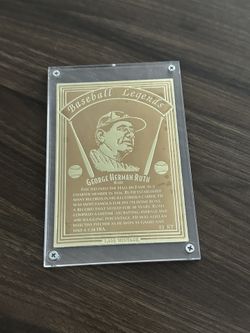 Babe Ruth Baseball Legends 22KT Gold Foil Card – Limited 1,000 Mintage In Display Case
