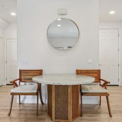 Faux Marble Circular Dining Table 