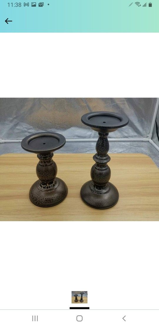 Otikkis Iron Metal Pillar Candle Holder Set of 2, Decorative Candle Stand for Wedding/Party/Home/Spa/Reiki/ Votive, Extra-Sturdy & Fire-Proof and Uniq