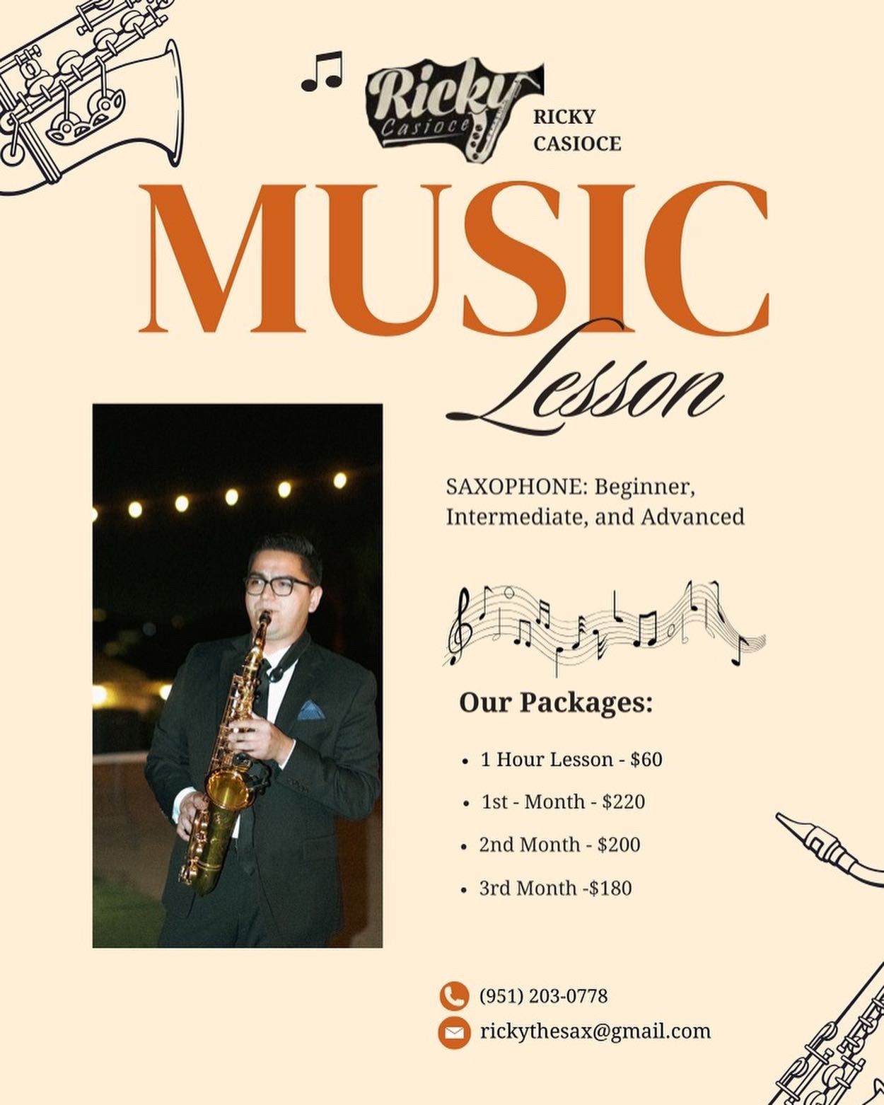 Music Lessons - Saxophone, Flute, Clarinet