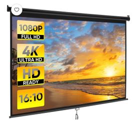 Projector Screen 100 inch 16:10 HD 4K Projections Home Theater Presentation Education Outdoor Indoor Public Display, Black