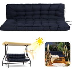 NEW OPEN BOX RUFXIEZW 2/3 Seater Porch Swing Cushion Replacement Waterproof W/ Backrest NAVY BLUE 55"× 40"