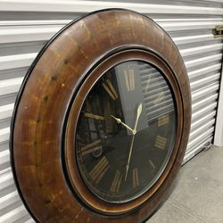 RUTHERFORD CLOCK Round Wood Framed Wall Clock Large 48"