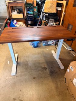 StandDesk Electric Standing Desk – Solid Walnut Wood – 50” x 24”