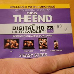 $4 HD DIGITAL MOVIE THIS IS THE END $4 OR TRADE FOR A MOVIE I DON'T OWN ALREADY.