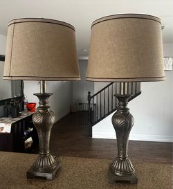 Pair of Traditional Table Lamps with Shades