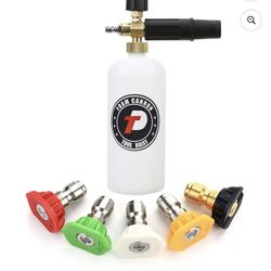 Tool Daily Foam Cannon with 1/4 Inch Quick Connector, 1 Liter, 5 Pressure Washer Nozzle Tips