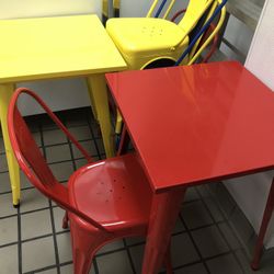3 Metal Tables With Chairs For Sale 