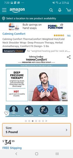 Calming Comfort ThermaComfort Weighted Hot/Cold Neck Shoulder Wrap- Deep Pressure Therapy, Herbal Aromatherapy, Comfort Fit Design- 5 lbs