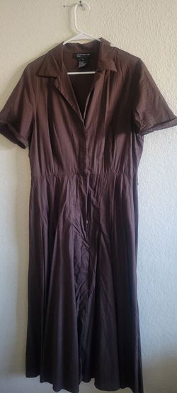 Jones New York Basics Brown Maxi Shirtdress Size 14