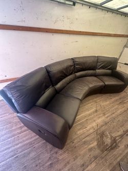Leather sofa with recliners