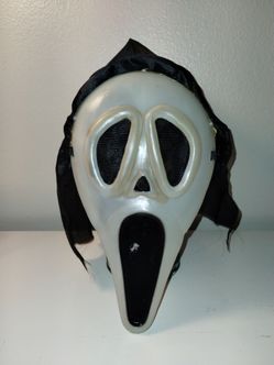 Vintage Scream Ghostface Mask Halloween White And Black -Fair Condition *Read*
