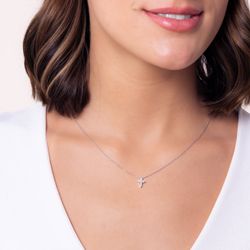 NEW ROBERTO COIN Roberto Coin Tiny Treasures White 18K Gold Diamond Cross Necklace